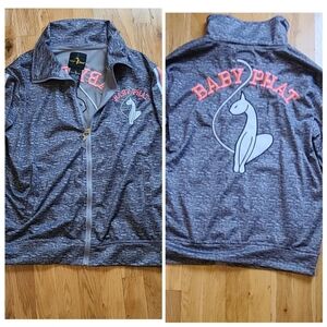 Baby Phat Womens 1X Gray Zip-Up With Large Logo & Pockets Y2K 90's Streetwear
